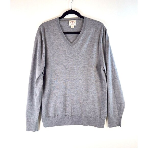 Brooks Brothers Mens Sweater V Neck Merino Wool Knit Long Sleeve Pullover Large - Picture 1 of 10